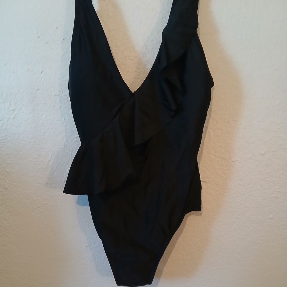 Black Ruffle One-Piece Swimsuit - Picture 9 of 10